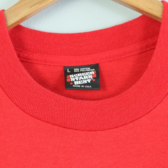 Vintage 90s Screen Stars Red Soccer Sectional Champs Tee Shirt - Picture 4 of 7